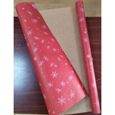 Крафт-пакет двосторонній новорічний “Сніжинки“ на червоному, 0,68х8м Червоний Unison (Пт-І-24)