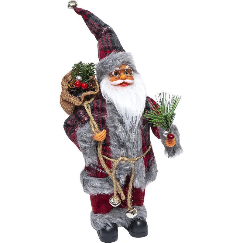 Новорічна фігурка Діда Морозу “Санта з мішком подарунків“ 30см Бордо CX-3 KNZ