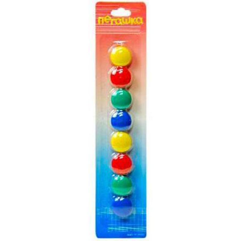 Набір кольорових магнітів 8шт на блістері d=20 мм “Пігашка“ M-20 KNZ Набір кольорових магнітів 8шт на блістері d=20 мм “Пігашка“ M-20 KNZ