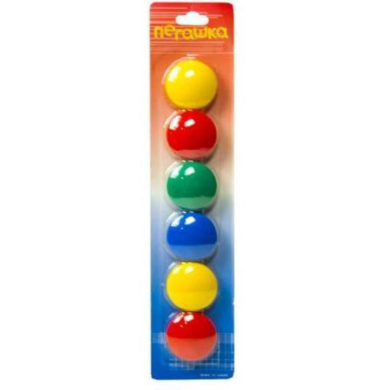 Набір кольорових магнітів 6шт на блістері d=30 мм “Пігашка“ M-30 KNZ