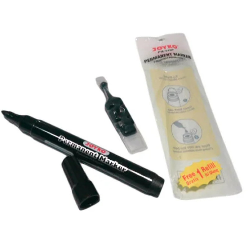 Маркер круглий Permanent + чорнильна капсула, чорний Joyko Маркер круглий PM-34 KNZ