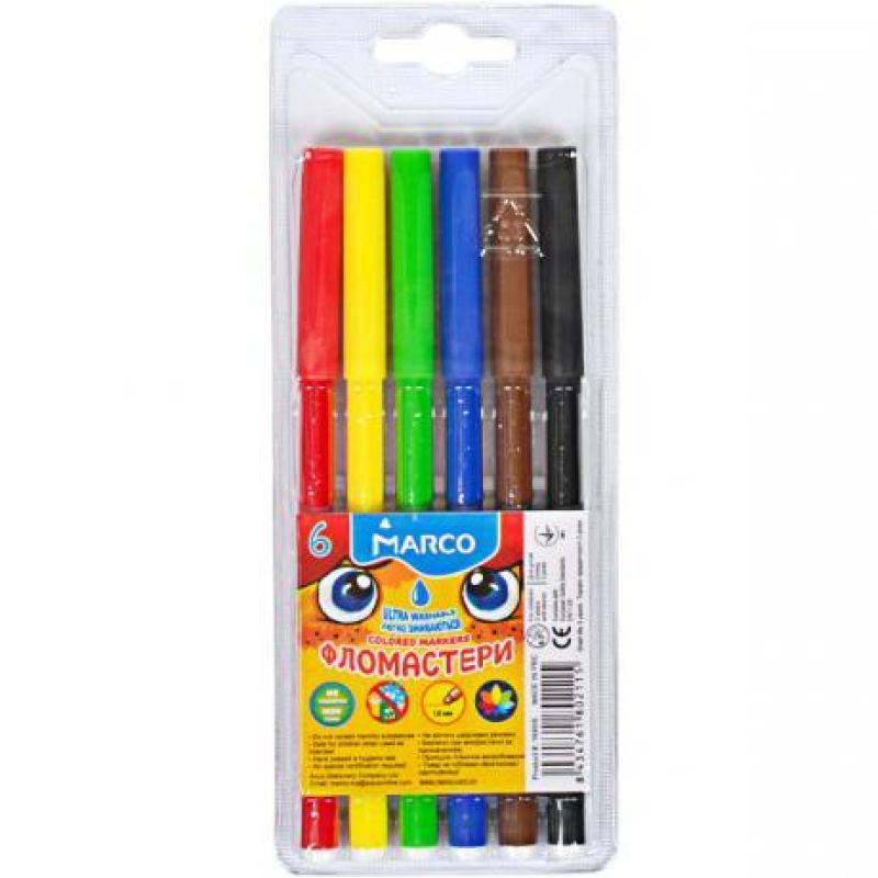 Фломастери 6 кольорів MARCO 1690-6 KNZ Фломастери 6 кольорів MARCO 1690-6 KNZ