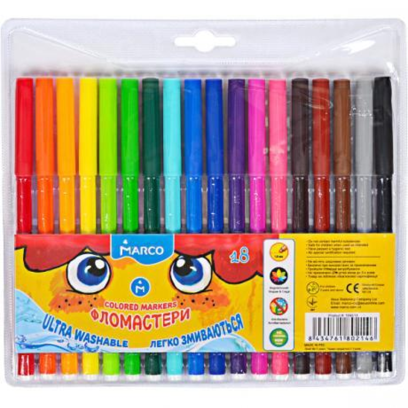 Фломастери 18 кольорів MARCO 1690-18 KNZ