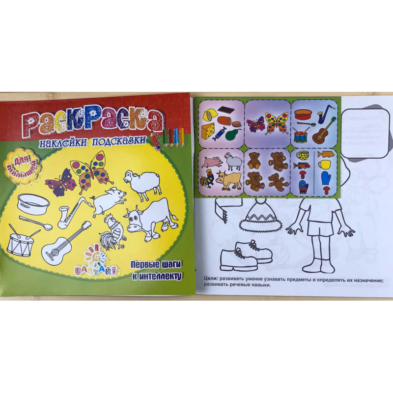 Розмальовка Пізнавашка з наклейками та завданнями “Перший крок“ зелена KNZ