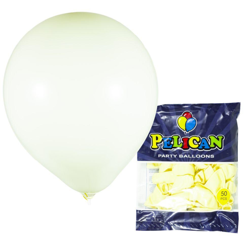 Кульки повітряні Pelican 10“ (26 см) макарун жовтий-2 50шт/уп 1050-933 KNZ