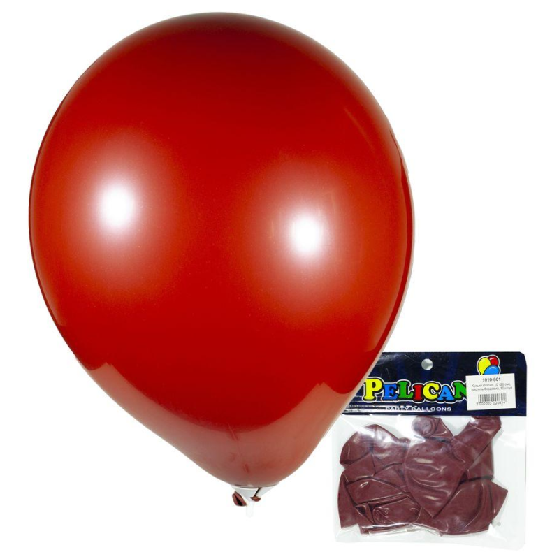 Кульки повітряні Pelican 10“ (26 см) пастель бордовий 10шт/уп 1010-801 KNZ