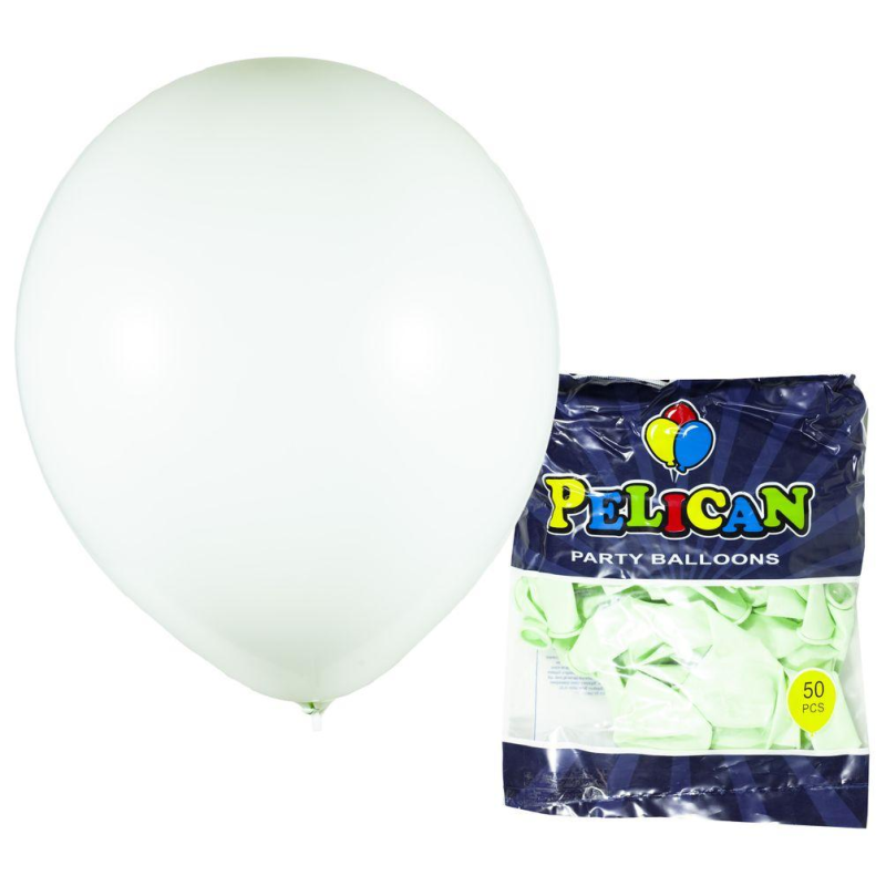 Кульки повітряні Pelican 12“ (30 см) макарун зелений -2 50 шт/уп 1250-931 KNZ