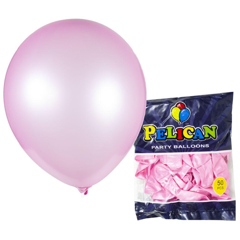 Кульки повітряні Pelican 12“ (30 см) перламутр рожевий світлий 50шт/уп 1250-736 KNZ