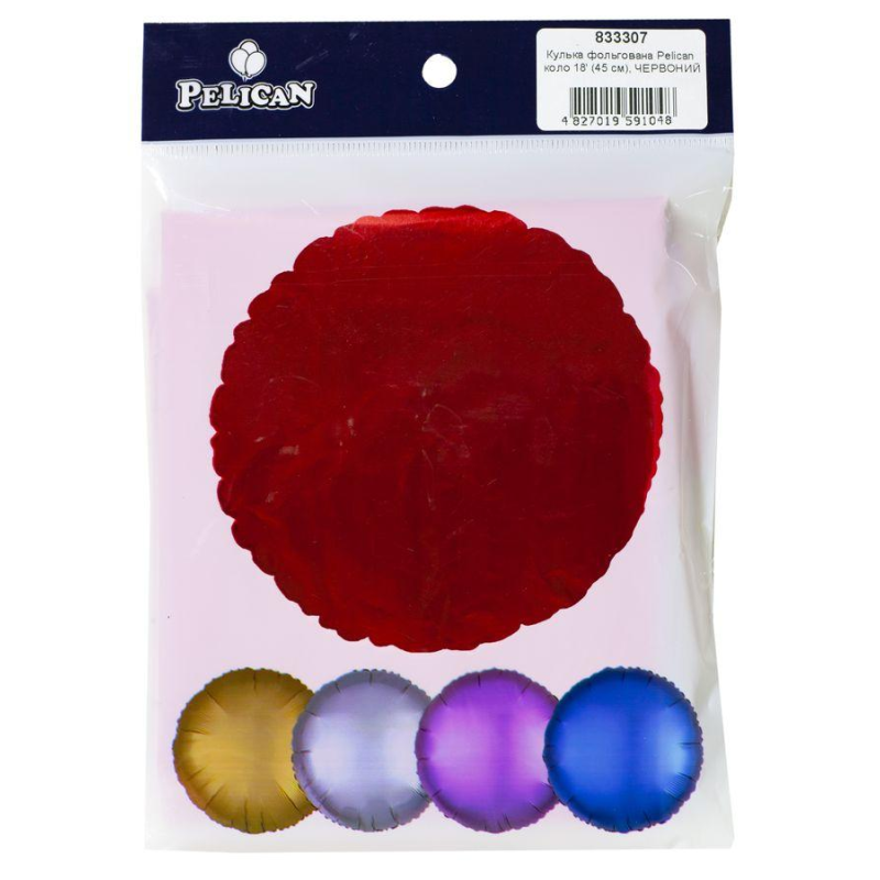 Кулька фольгована PELICAN коло 18“ (45см) Червоний (5шт) KNZ