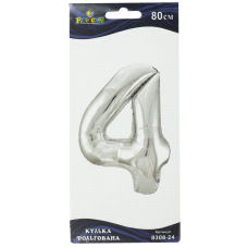 Цифра фольгована Pelican, “4“ срібло 80см 830824 KNZ