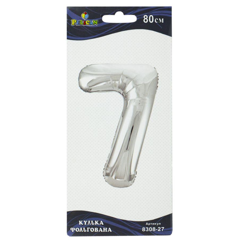 Цифра фольгована Pelican, “7“ срібло 80см 830827 KNZ