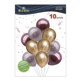 Набір з 10 латексних кульок «Рожевий блиск» хром, Pelican (837402) Набір з 10 латексних кульок “Рожевий блиск“ хром, Pelican (837402)