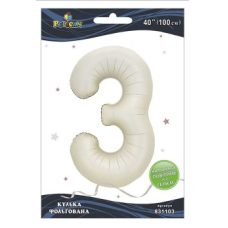 Шарик фольгированный цифра “3“ молочный 40“(100см) Pelican Бежевый Pelican (831103) Шарик фольгированный цифра “3“ молочный 40“(100см) Pelican Бежевый Pelican (831103)