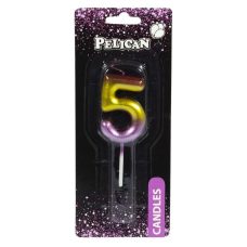 Свічка для торта Pelican, “5“ РАДУЖНА 4,5см 864565 Свічка для торта Pelican, “5“ РАДУЖНА 4,5см 864565