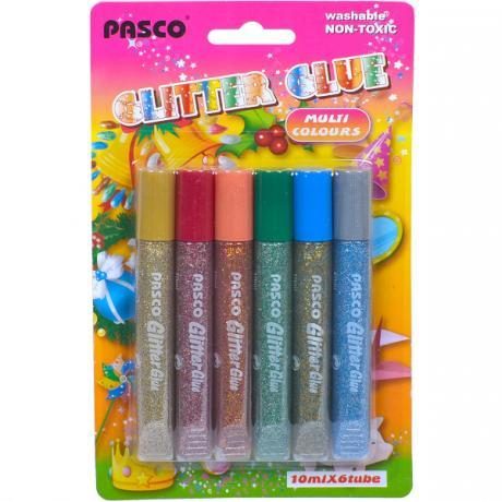 Клей силіконовий з блискітками на картоні «Pasco» Multi Colors (6 кольорів, 10 мл) Клей силіконовий з блискітками на картоні “Pasco“ Multi Colors (6 кольорів, 10 мл)