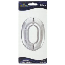 Цифра фольгированная Pelican, “0“ серебро 80см 830820 Цифра фольгированная Pelican, “0“ серебро 80см 830820