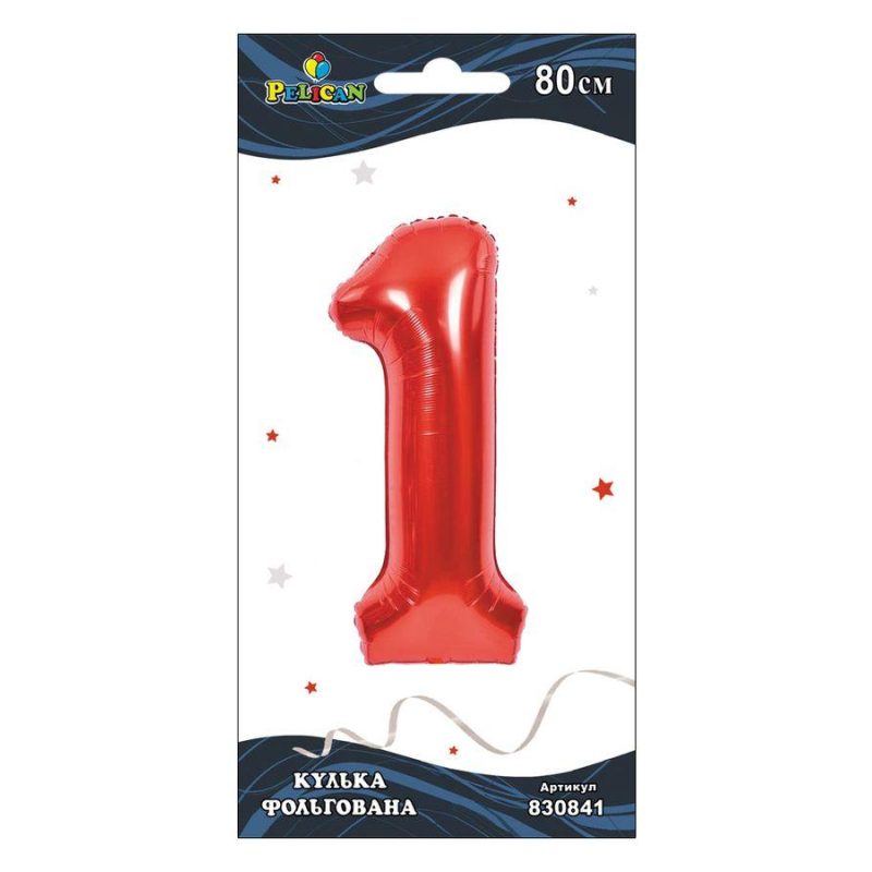 Цифра фольгированная Pelican, «1» КРАСНАЯ 80см 830841 Цифра фольгированная Pelican, “1“ КРАСНАЯ 80см 830841