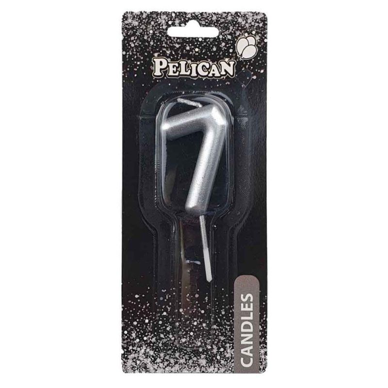 Свічка для торта Pelican “7“ Срібло 5 см 865027