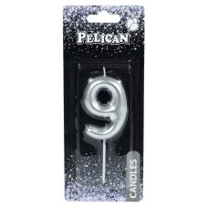 Свічка для торта Pelican “9“ СРІБРО 6 см 866029 Свічка для торта Pelican “9“ СРІБРО 6 см 866029