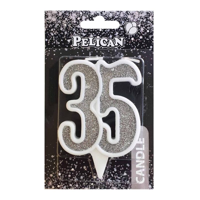 Свічка ювілейна “35“ СРІБЛО 7 см, TM Pelican 867235