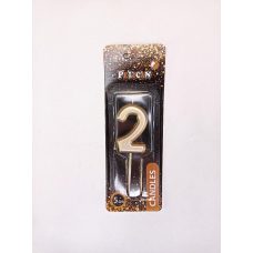 Свічка для торта Pelican “2“ ЗОЛОТО 5 см 865012 Свічка для торта Pelican “2“ ЗОЛОТО 5 см 865012