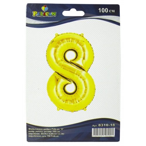 Цифра фольгированная Pelican, «8» золото 100см 831018 Цифра фольгированная Pelican, “8“ золото 100см 831018