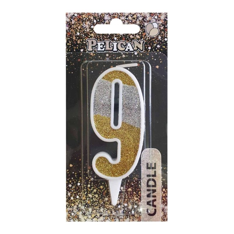 Свічка для торта цифра «9» срібна ЗОЛОТА 7 см, TM Pelican 867039 Свічка для торта цифра “9“ срібна ЗОЛОТА 7 см, TM Pelican 867039
