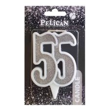 Свічка ювілейна “55“ СРІБРО 7 см, TM Pelican 867255 Свічка ювілейна “55“ СРІБРО 7 см, TM Pelican 867255