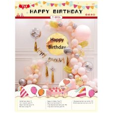 Фотозона з повітряних кульок “Happy birthday“ ніжно-рожева T-8926