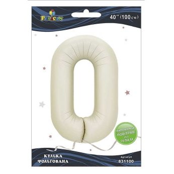Шарик фольгированный цифра «0» молочный 40“(100см) Pelican Бежевый Pelican (831100) Шарик фольгированный цифра “0“ молочный 40“(100см) Pelican Бежевый Pelican (831100)