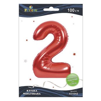 Цифра фольгированная Pelican, «2» красная 100см 831042 Цифра фольгированная Pelican, “2“ красная 100см 831042