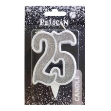 Свічка ювілейна “25“ СРІБЛО 7 см, TM Pelican 867225 Свічка ювілейна “25“ СРІБЛО 7 см, TM Pelican 867225