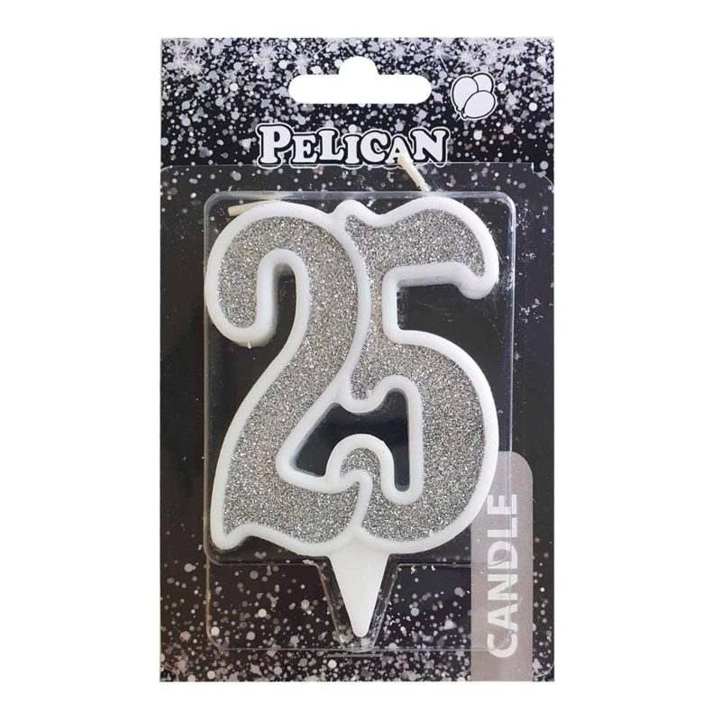 Свічка ювілейна «25» СРІБЛО 7 см, TM Pelican 867225 Свічка ювілейна “25“ СРІБЛО 7 см, TM Pelican 867225