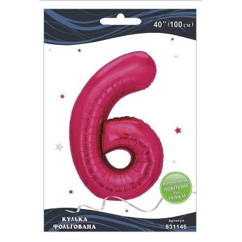 Шарик фольгированный цифра «6» фуксия 40“(100см) Pelican Розовый Pelican (831146) Шарик фольгированный цифра “6“ фуксия 40“(100см) Pelican Розовый Pelican (831146)
