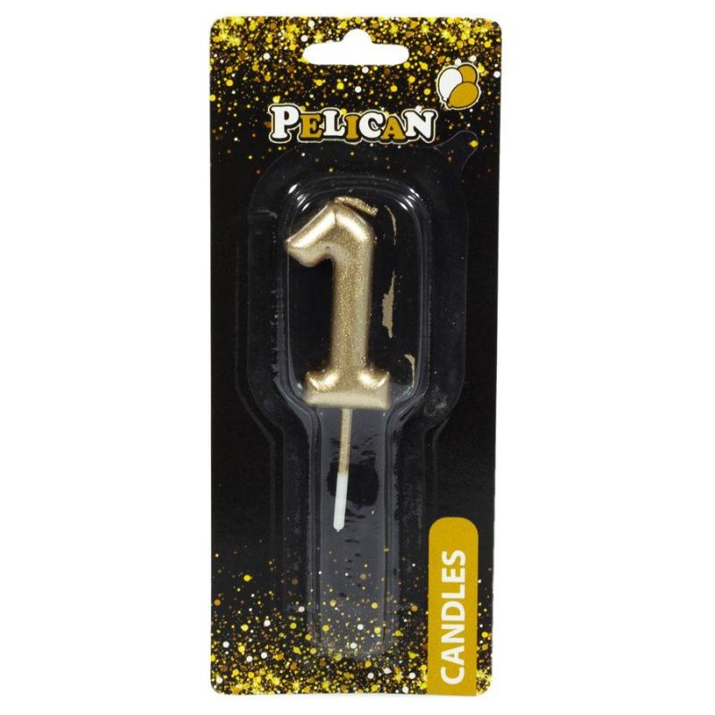Свічка для торта Pelican, “1“ золото 4,5 см 864511