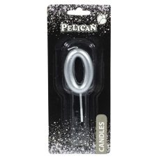 Свічка для торта Pelican, “0“ срібло 4,5см 864520 Свічка для торта Pelican, “0“ срібло 4,5см 864520