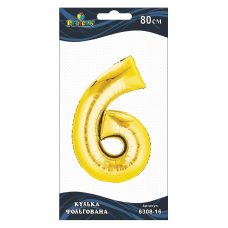 Шарик цифра фольгированная Pelican, “6“ золото 80см 830816 Шарик цифра фольгированная Pelican, “6“ золото 80см 830816