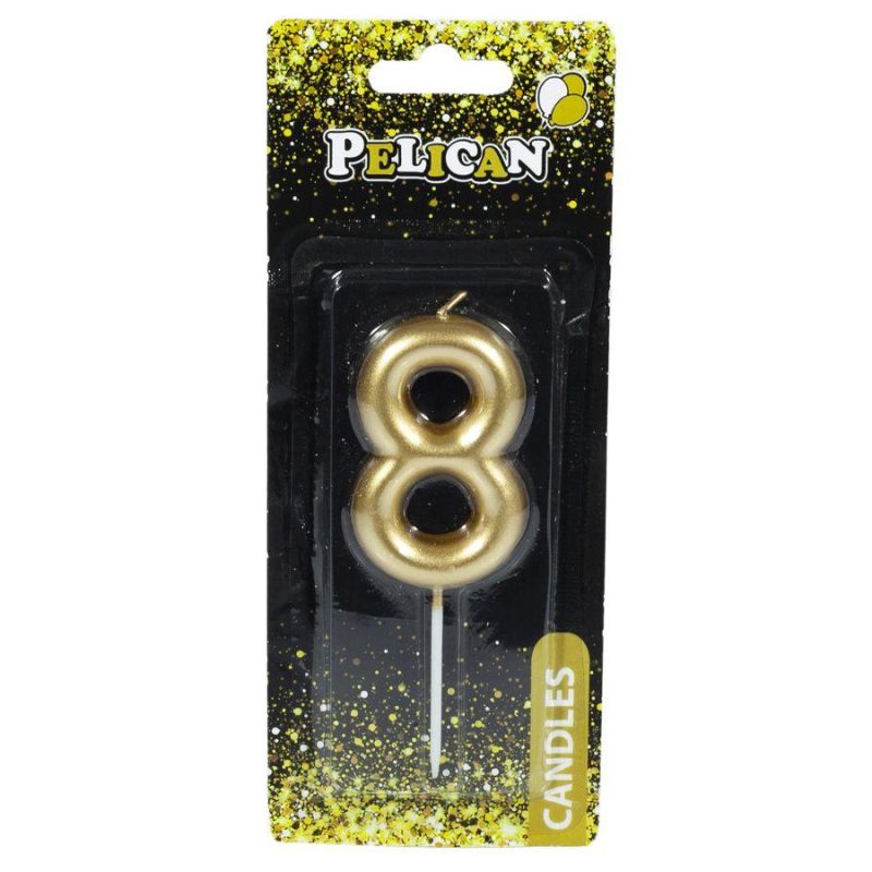 Свічка для торта Pelican «8» ЗОЛОТО 6 см 866018 Свічка для торта Pelican “8“ ЗОЛОТО 6 см 866018