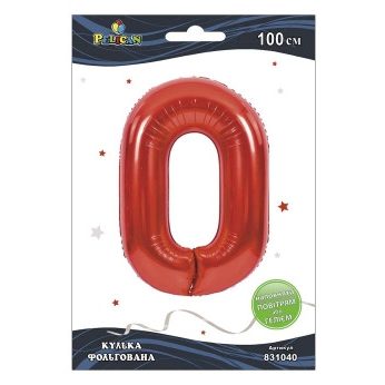 Цифра фольгированная Pelican, «0» красная 100см 831040 Цифра фольгированная Pelican, “0“ красная 100см 831040