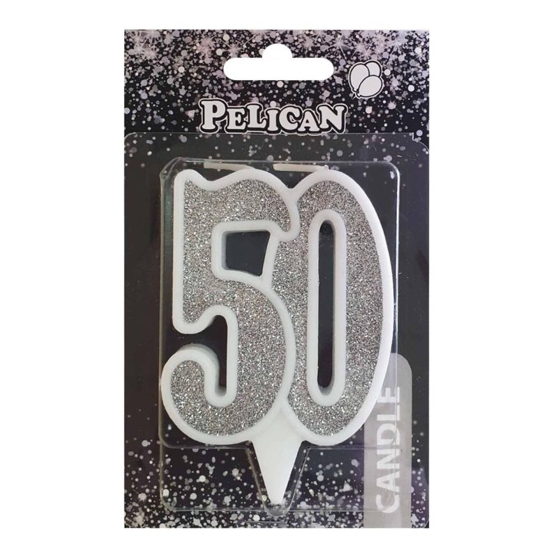 Свічка ювілейна «50» СРІБЛО 7 см, TM Pelican 867250 Свічка ювілейна “50“ СРІБЛО 7 см, TM Pelican 867250