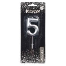 Свічка для торта Pelican “5“ Срібло 5 см 865025
