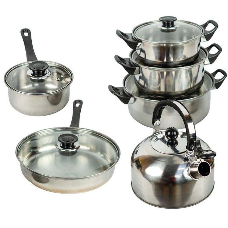 Набір посуду 12 предметів із нержавіючої сталі COOKWARE SET 898-2 Набір посуду 12 предметів із нержавіючої сталі COOKWARE SET 898-2