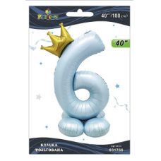 Шарик фольгированный цифра с короной на подставке “6“ голубая 40“(100см) Pelican Голубой Pelican (831766) Шарик фольгированный цифра с короной на подставке “6“ голубая 40“(100см) Pelican Голубой Pelican (831766)