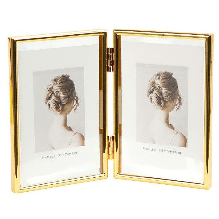 Металлическая настольная фоторамка на 2 фото размером 10×15 см GOLD 4R 12001F6G Металлическая настольная фоторамка на 2 фото размером 10×15 см GOLD 4R 12001F6G