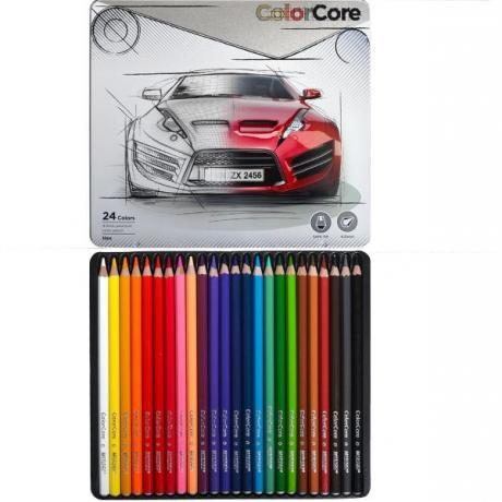 Олівці кольорові 24 кольори «MARCO» ColorCore Hex у металевому пеналі 3100-24TN Олівці кольорові 24 кольори “MARCO“ ColorCore Hex у металевому пеналі 3100-24TN