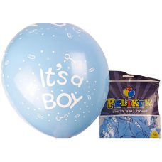 Кульки круглі Pelikuk 12“ (30 см) блакитний - It“s a boy 50шт/уп 1250C-406
