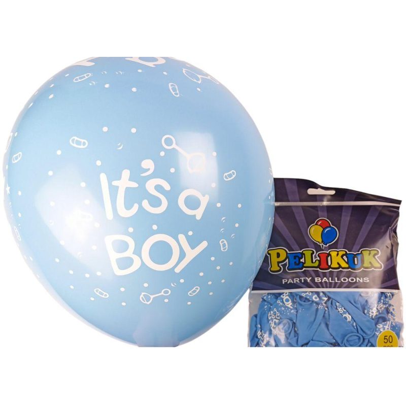 Кульки круглі Pelikuk 12“ (30 см) блакитний - It“s a boy 50шт/уп 1250C-406 Кульки круглі Pelikuk 12“ (30 см) блакитний - It“s a boy 50шт/уп 1250C-406