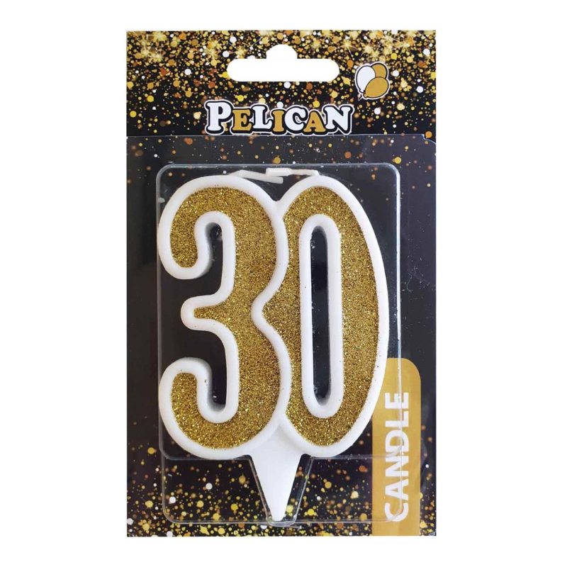 Свічка ювілейна «30» ЗОЛОТО“ 7 см, TM Pelican 867130 Свічка ювілейна “30“ ЗОЛОТО“ 7 см, TM Pelican 867130