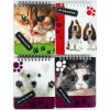 Блокнот А6 белый фон, верхняя пружина, 100 листов офсет, клетка “Pet Collection“, обложка мягкая 139010