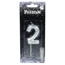 Свічка для торта Pelican “2“ СЕРЕБРО 6 см 866022 Свічка для торта Pelican “2“ СЕРЕБРО 6 см 866022